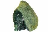 Tall, Green Grape Agate Cluster with Carved Skull #108204-2